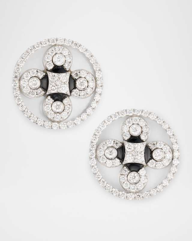 Baia Sommersa Earrings in 18K White Gold with White Diamonds, Onyx and Mother Of Pearl